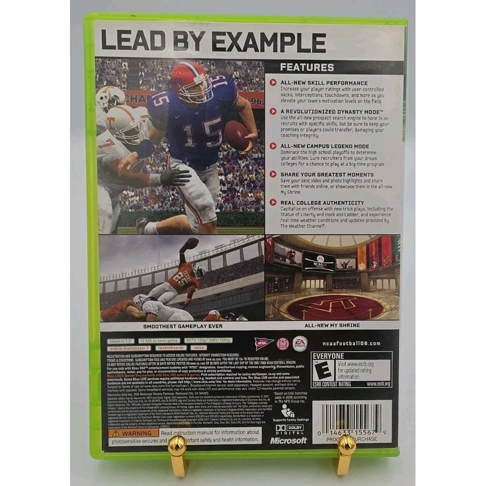 NCAA Football 08 Microsoft Xbox 360 EA Sports 2008 Video Game E Rated